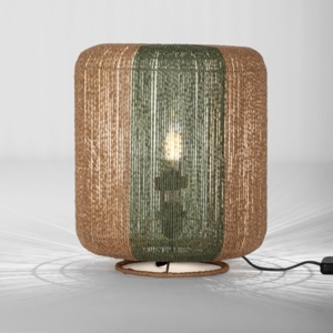 Lampada da terra etnica paralume corda intrecciata