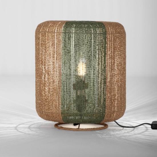 Lampada da terra etnica paralume corda intrecciata