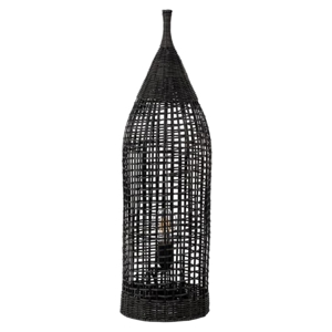 Lampada da terra orientale nera in rattan h73 cm