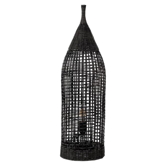Lampada da terra orientale nera in rattan h73 cm