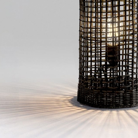 Lampada da terra orientale nera in rattan h73 cm