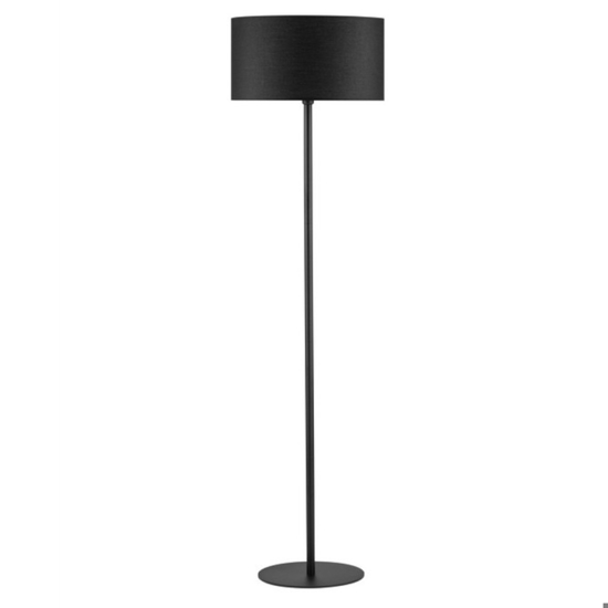 Lampada da terra nera paralume cilindrico in tessuto