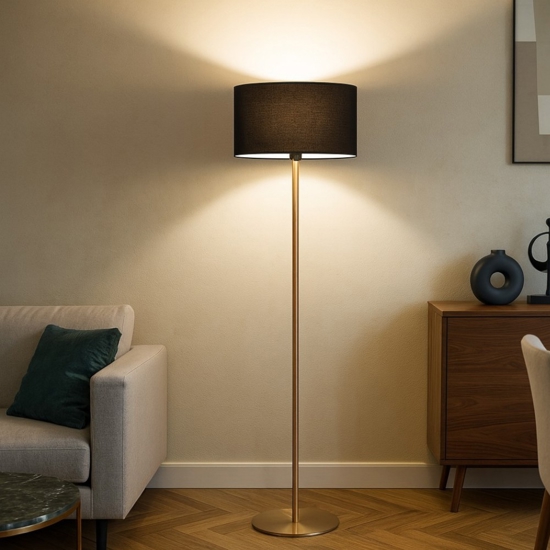 Lampada da terra colore oro per camera da letto