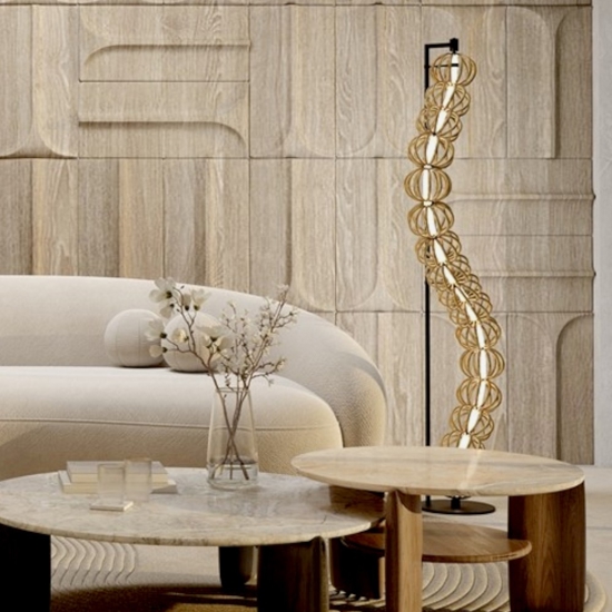 Maytoni golden cage lampada da terra oro led 3000k design originale per salotto