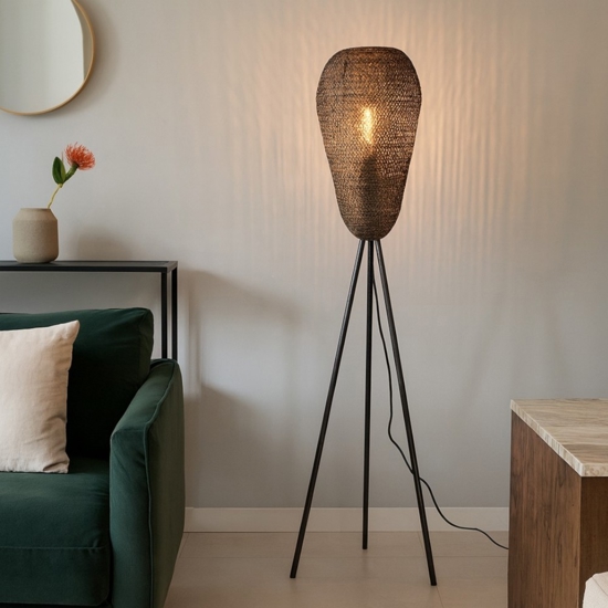 Lampada da terra etnica in metallo per salotto