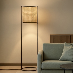 Lampada da terra in rattan cilindrica h150 cm