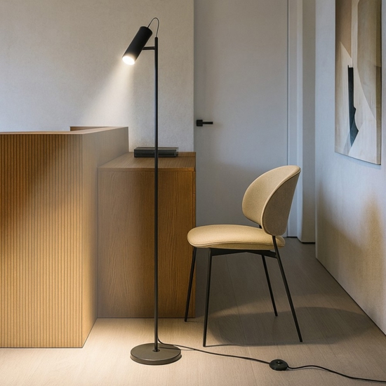 Lampada da terra moderna orientabile nera h160 cm