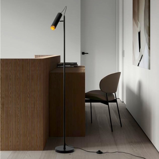 Lampada da terra moderna orientabile nera h160 cm
