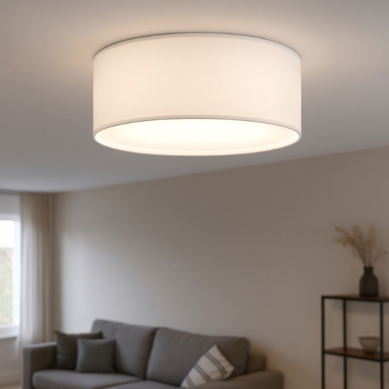 Ideal lux wheel pl3 plafoniera con paralume in tessuto bianco
