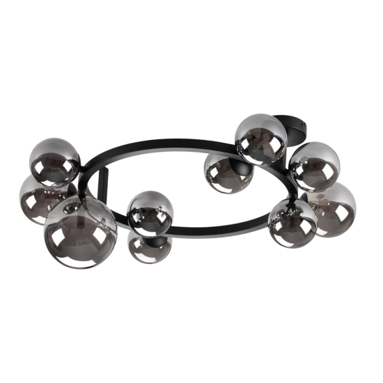 Perlage pl10 plafoniera ideal lux nera con sfere fumè