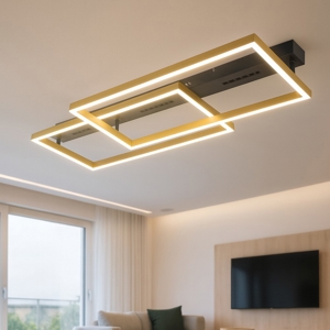 Plafoniera nero oro rettangolare led 54w 3000k