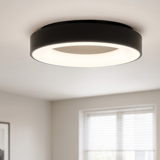 Plafoniera rotonda nera led 3000k moderna 45cm 27w dimmerabile