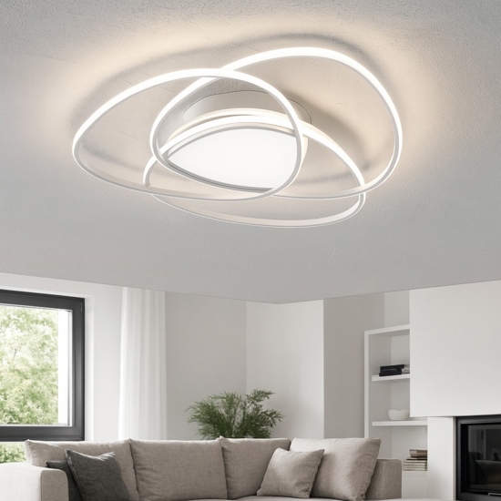Plafoniera led rose gr silver ondaluce 4000k design moderna