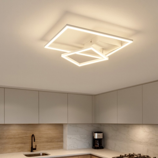 Plafoniera bianca da cucina led 25w dimmerabile 4000k rettangolare