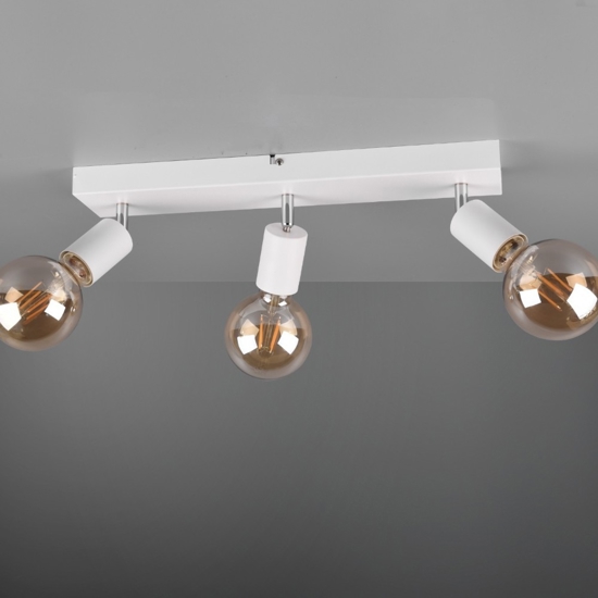 Plafoniera bianca per salotto moderno 3 faretti orientabili