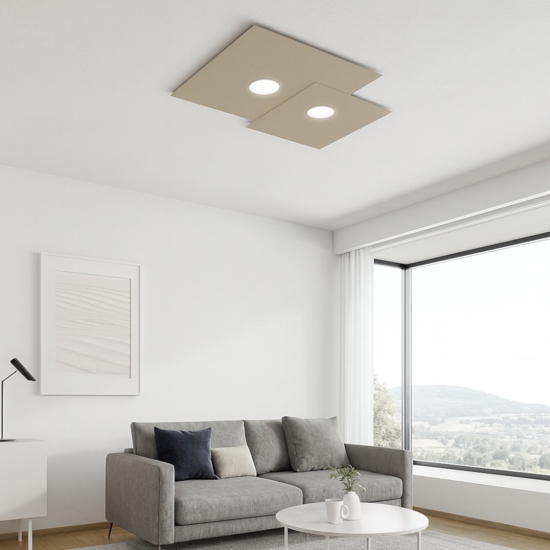Plafoniera moderna sabbia squadrata top light plate