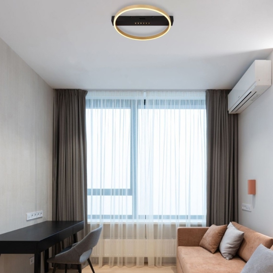 Plafoniera da soffitto led 24w 3000k rotonda moderna nero oro