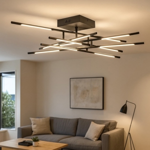 Plafoniera led moderna nera design 3000k per soggiorno