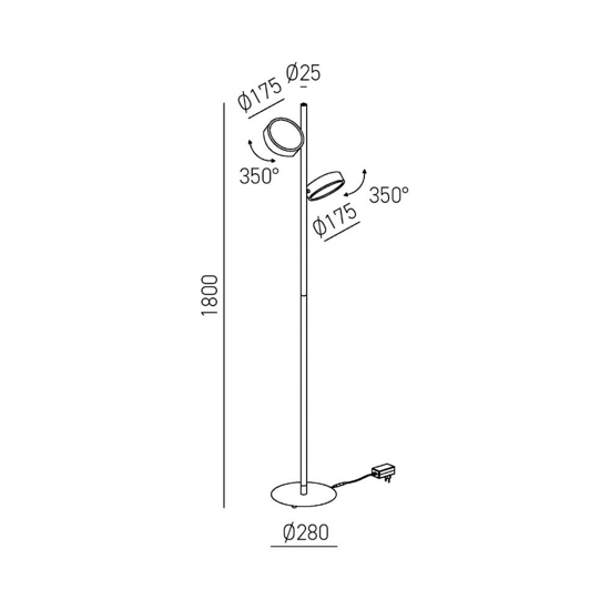 Lampada da terra led 3000k gea luce gpin per salotto moderno nera