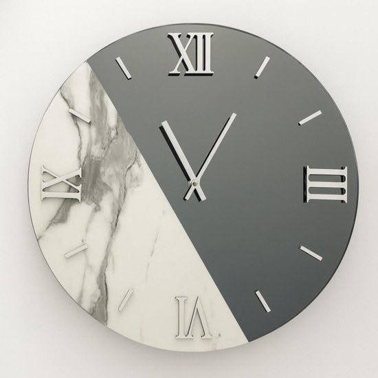 Orologio da parete tondo 60cm design specchio fume marmo laminato