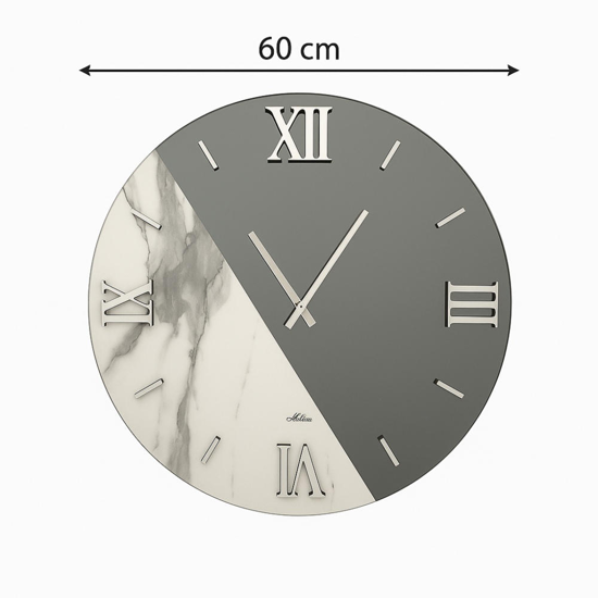 Orologio da parete tondo 60cm design specchio fume marmo laminato