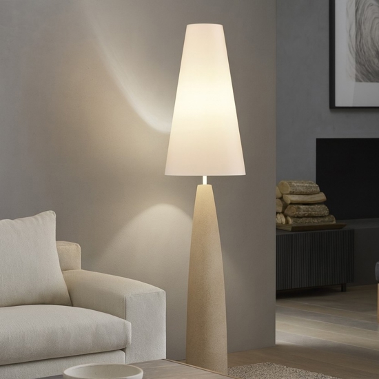 Lampada da terra moderna base in gesso colore sabbia