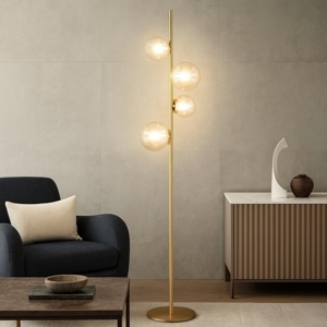 Visualizza i dettagli per Perlage ideal lux pt4 lampada da terra sfere vetro ambra trasparente Perlage ideal lux pt4 lampada da terra sfere vetro ambra trasparente