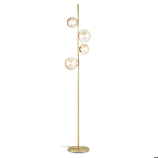 Perlage ideal lux pt4 lampada da terra sfere vetro ambra trasparente