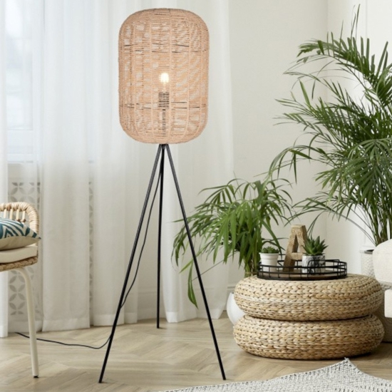 Lampada da terra moderna h150 cm marrone e nera