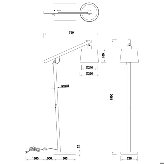 Lampada da terra per salotto h156 cm moderna nera orientabile
