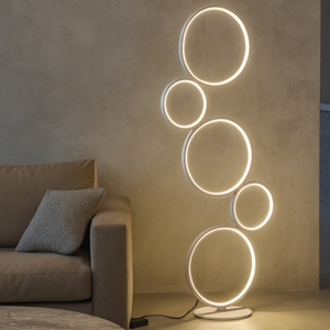 Lampada da terra bianca led 36w 3000k design cerchi