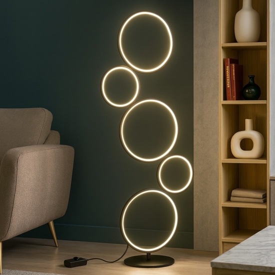 Lampada da terra design nera moderna led 36w 3000k