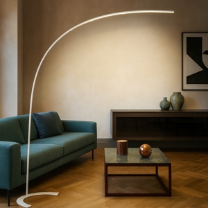 Visualizza i dettagli per Lampada da terra ad arco led 18w 3000k dimmerabile bianca moderna Lampada da terra ad arco led 18w 3000k dimmerabile bianca moderna