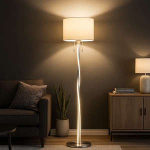 Piantana led 3000k per salotto grigio 2 luci moderna