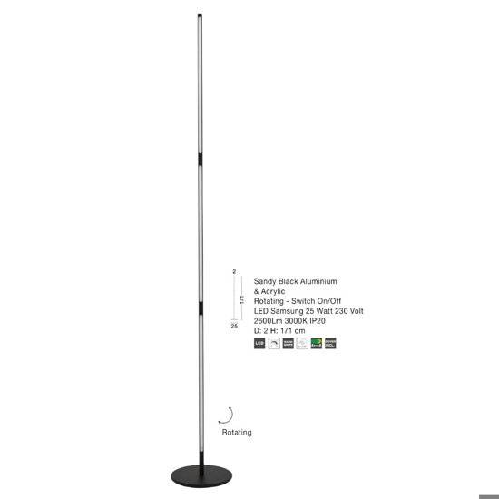 Piantana girevole led 3000k 25w nera moderna
