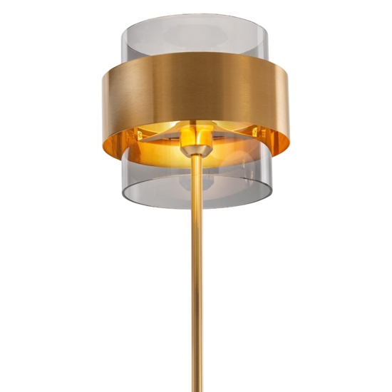Lampada da terra design moderno paralume cilindrico vetro fume'