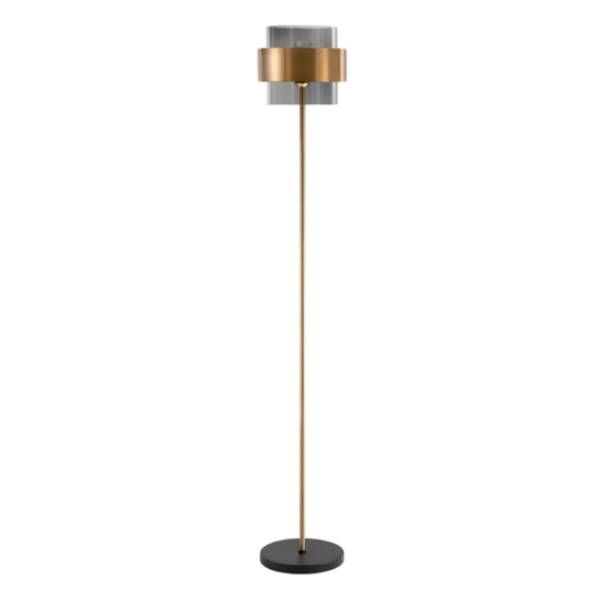 Lampada da terra design moderno paralume cilindrico vetro fume'