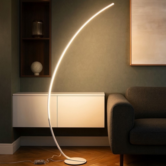 Lampada da terra ad arco bianca led 30w 3000k dimmerabile moderna