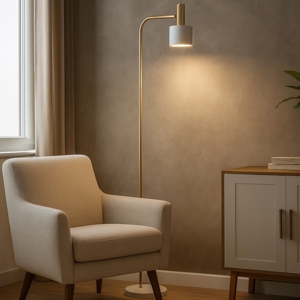Piantana da lettura bianco oro stile contemporaneo