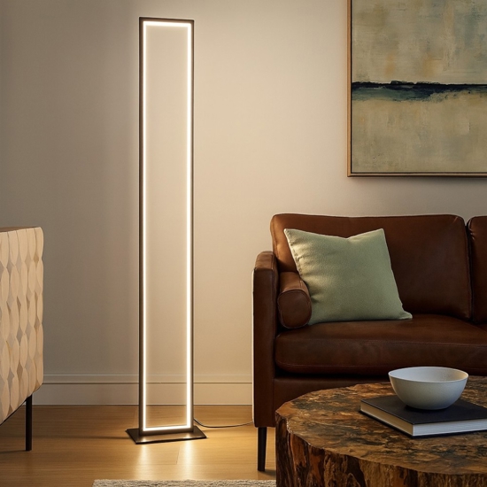 Lampada da terra moderna rettangolare nera led 36w 3000k design