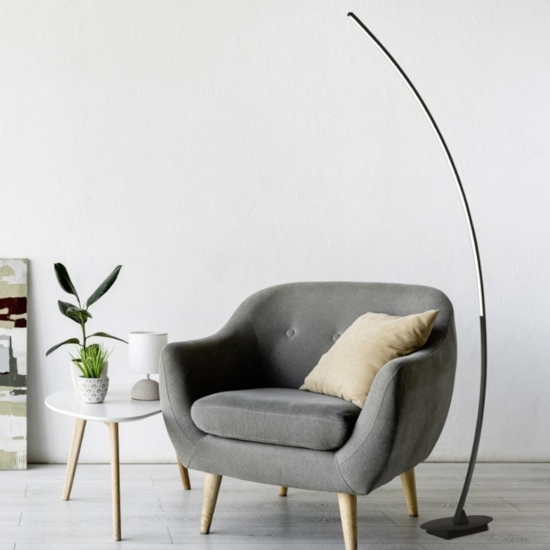 Lampada da terra ad arco nero design moderna led 11w 3000k