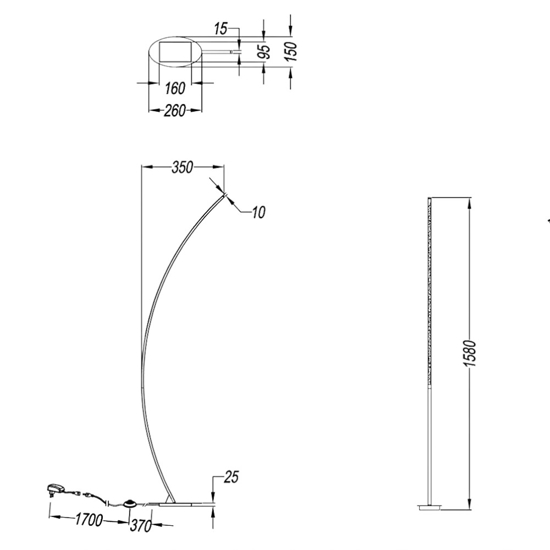 Lampada da terra ad arco nero design moderna led 11w 3000k