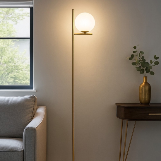 Lampada da terra moderna colore oro per salotto h150 cm
