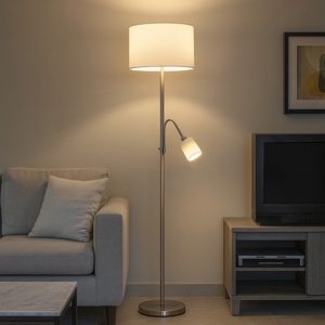 Piantana moderna colore argento orientabile due luci h170 cm
