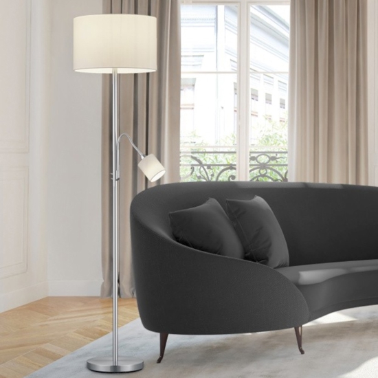 Piantana moderna colore argento orientabile due luci h170 cm