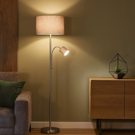 Lampada da terra per salotto due luci orientabile colore argento Lampada da terra per salotto due luci orientabile colore argento