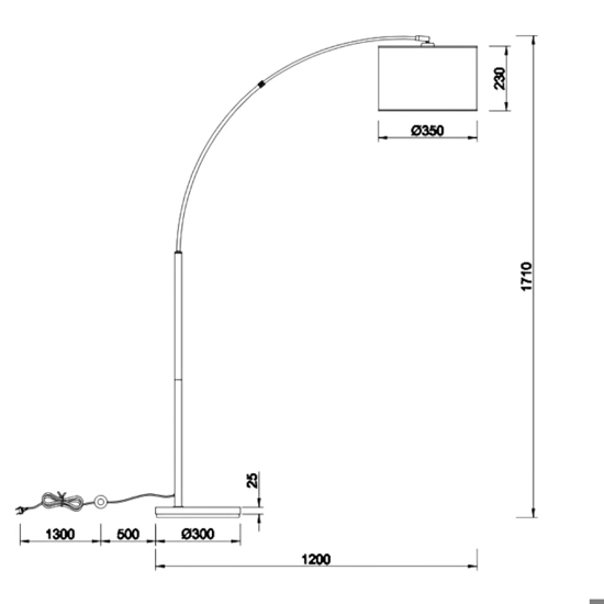Lampada ad arco nera per salotto moderno