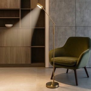 Visualizza i dettagli per Lampada da terra per ufficio led da 2700k a 4000k color ottone Lampada da terra per ufficio led da 2700k a 4000k color ottone