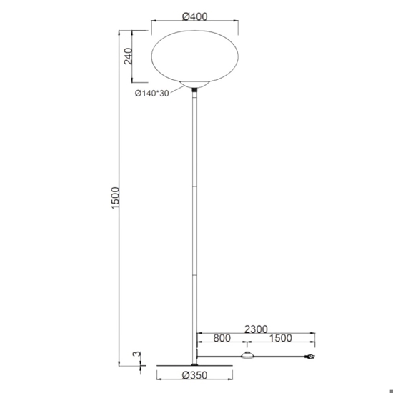 Lampada da terra moderna nera per camera da letto