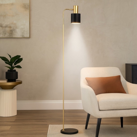 Lampada da terra per lettura orientabile colore oro e nero